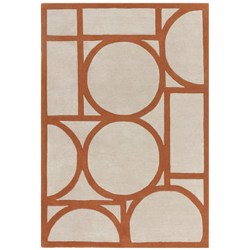 Metro Modern Geometric Hand-Carved Hi-Low Wool Warm Beige/Rust Rug-Asiatic Carpets-Rug Love - The Most Loved Rug Store